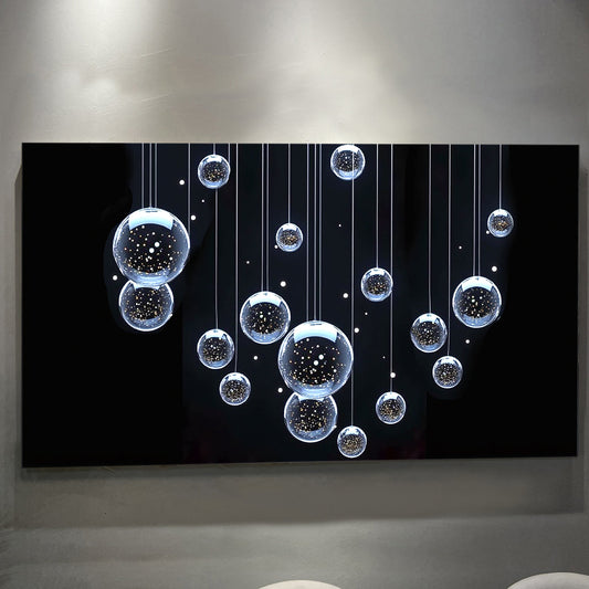 Modern Abstract Bubbles Canvas Wall Art, Wide Gallery Wrapped