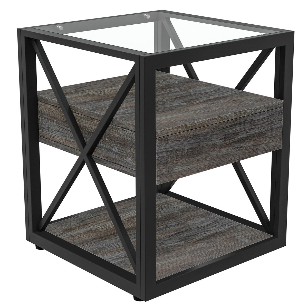 Modern End Tables with Drawer - Set of 2 Nightstands
