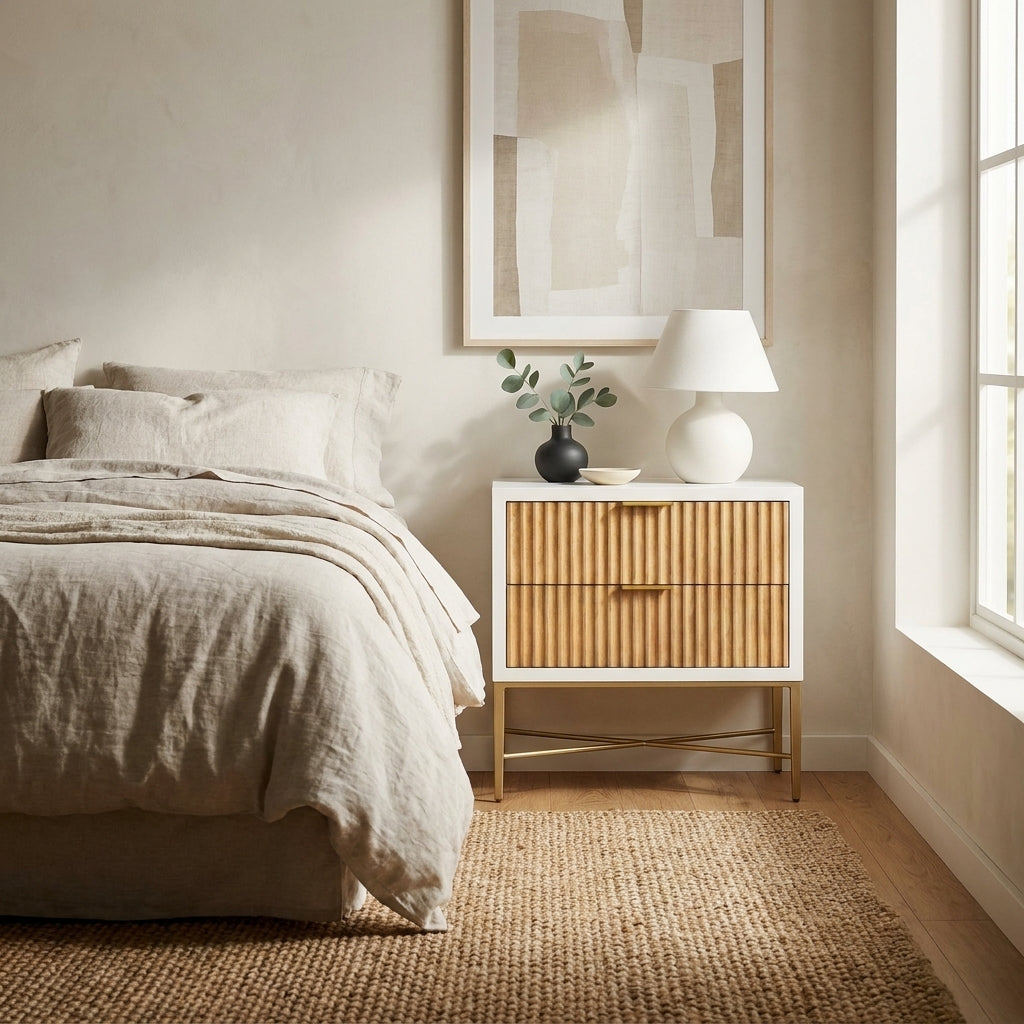 Larsen 2-Drawer Nightstand with Gold Legs and Hardware