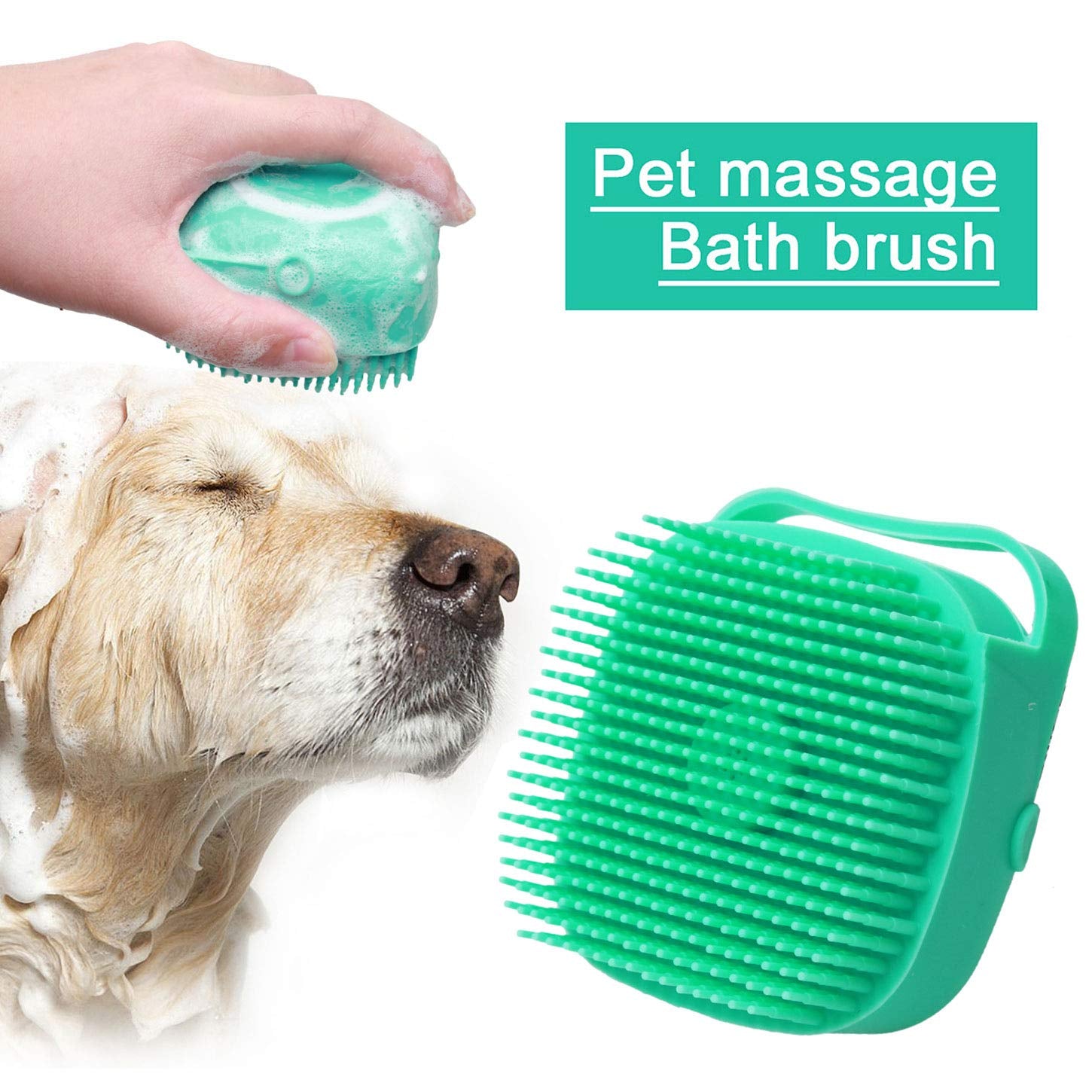 Pet Dog Shampoo Massager Brush - Silicone Cat Massage Comb Grooming Scrubber, Soap Dispenser, Multiple Colors