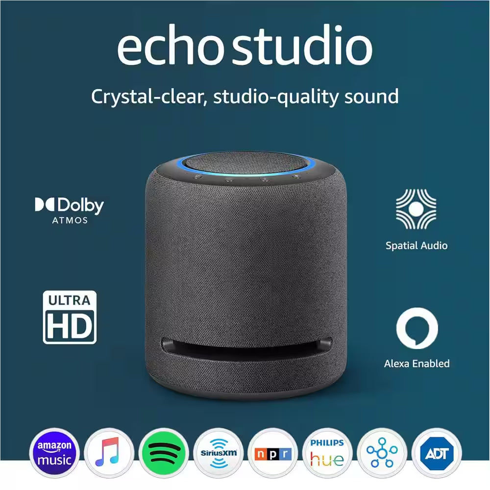 Echo Studio Smart Speaker – Alexa-Enabled 3D Audio with Built-In Smart Hub