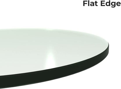 42" Inch round 1/2 Inch Thick Tempered Flat Polished Edge Glass Table Top, 42 INCH, Clear