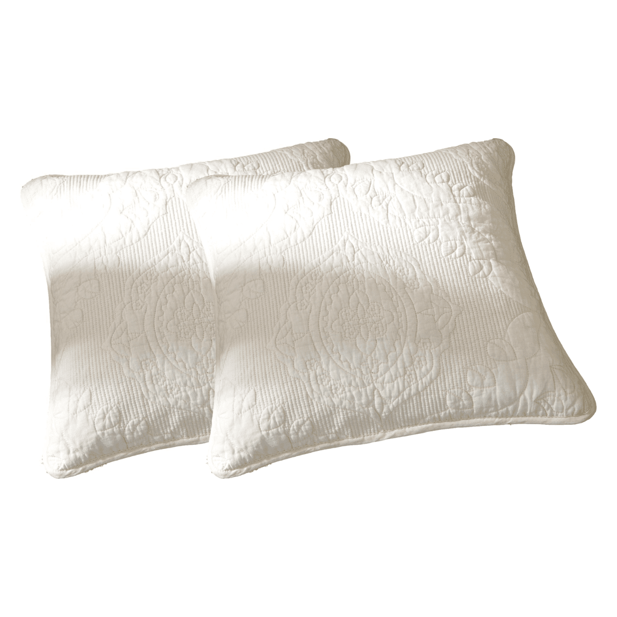 Tache Cotton Ivory White Paisley Damask Matelassé Powder Snow Cushion Covers / Euro Sham (JHW-643)
