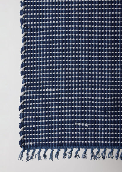 Riverweave Navy Blue Hand-Loomed Cotton Mat