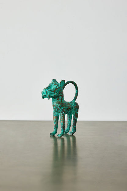 Mini Benin Bronze Metal Leopard Figurine