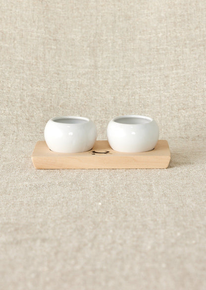 Dipping & Spice Wooden and Ceramic Bowl Pair