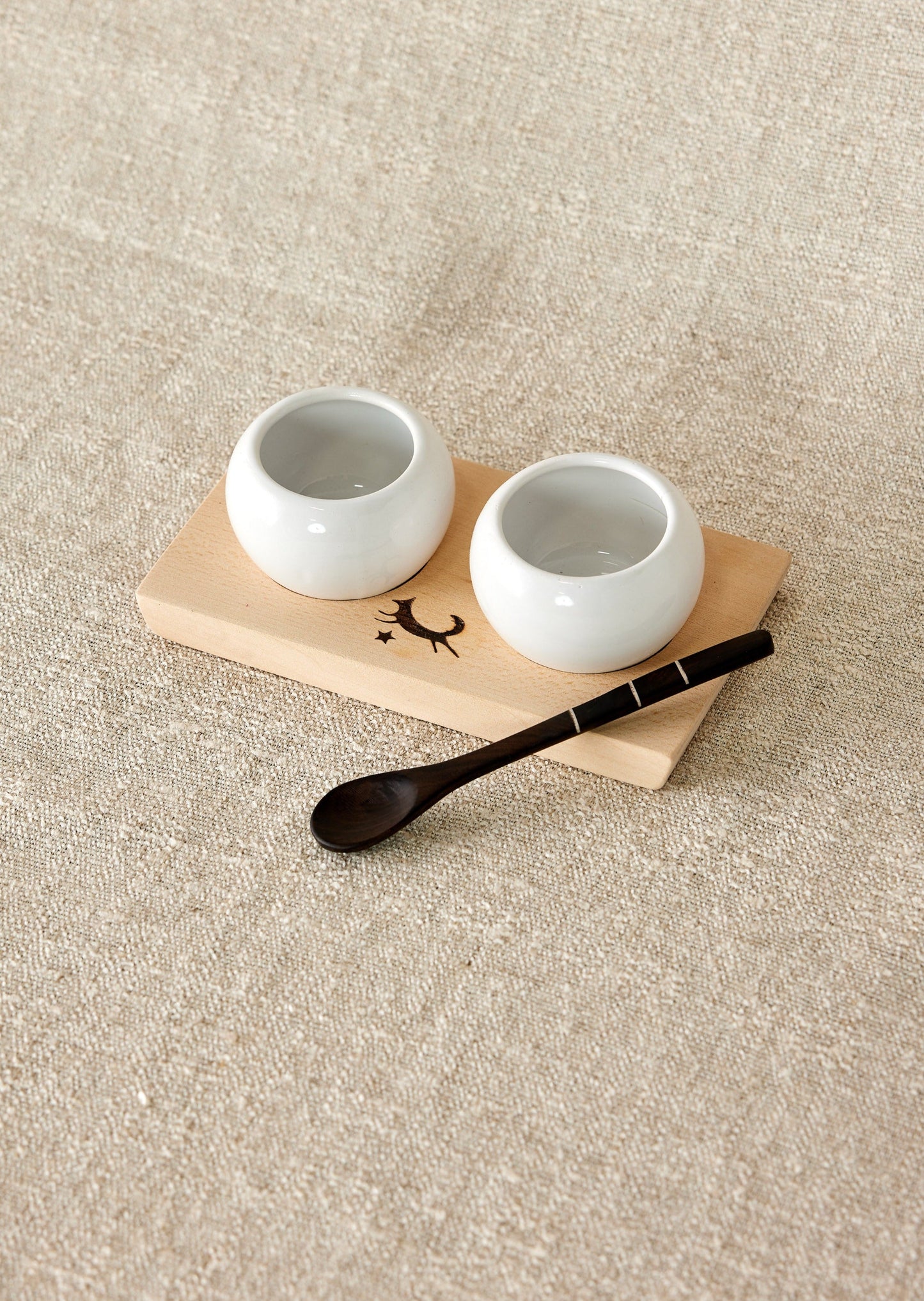 Dipping & Spice Wooden and Ceramic Bowl Pair