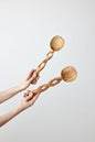Mombasa Twist Carved Wood Salad Servers