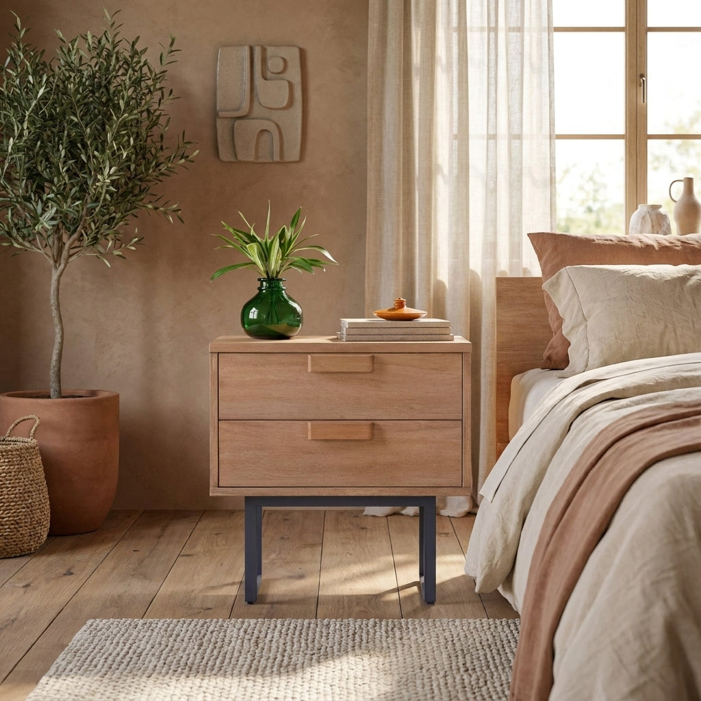 Allison 2-Drawer Nightstand in Chestnut with Soft-Close Drawers