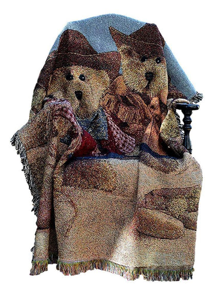 Tache Teddy Bear Western Cowboy Tapestry Throw with Fringe (2173)