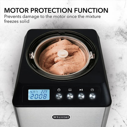 ICM-201SB Upright Automatic Ice Cream Maker with Built-In Compressor, No Pre-Freezing, LCD Digital Display, 2.1 Quart Capacity, Black