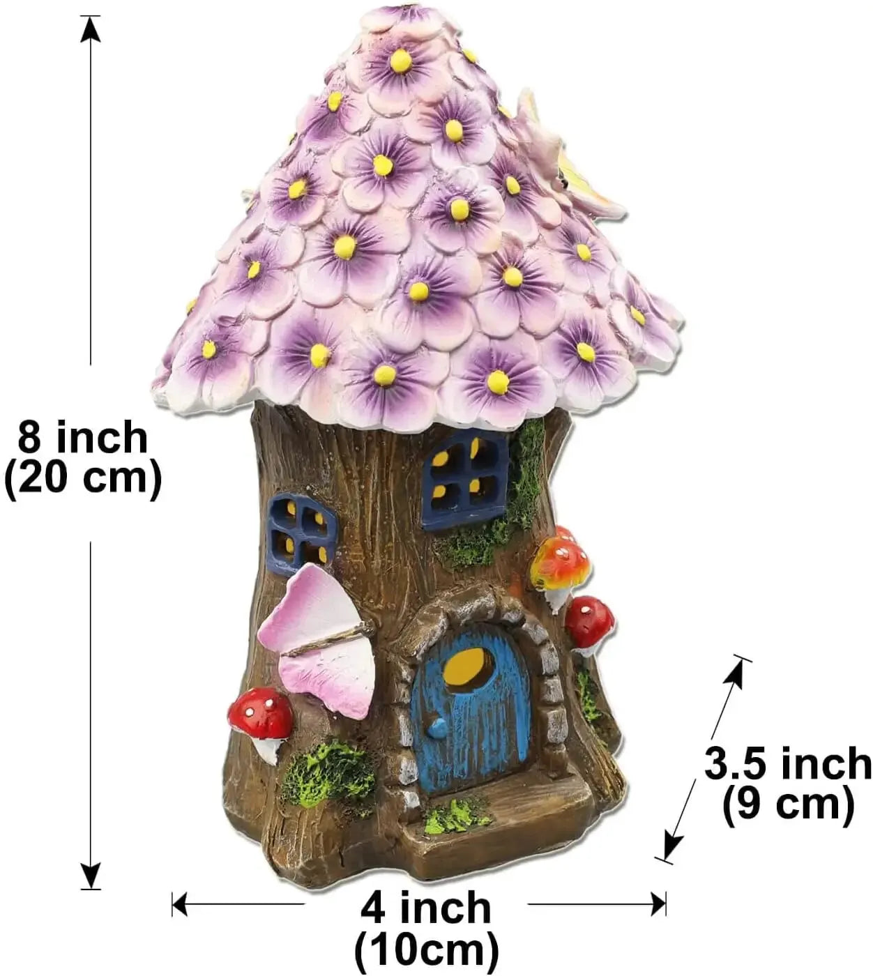 Solar Fairy Garden House Statue - Outdoor Light-Up Mushroom Figurine, Resin Lawn Decorations, Miniature Fairies House for Yard, Garden