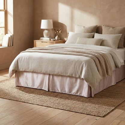 Polyester Satin Platform Bed Skirt, Champagne Beige, 14-Inch Drop