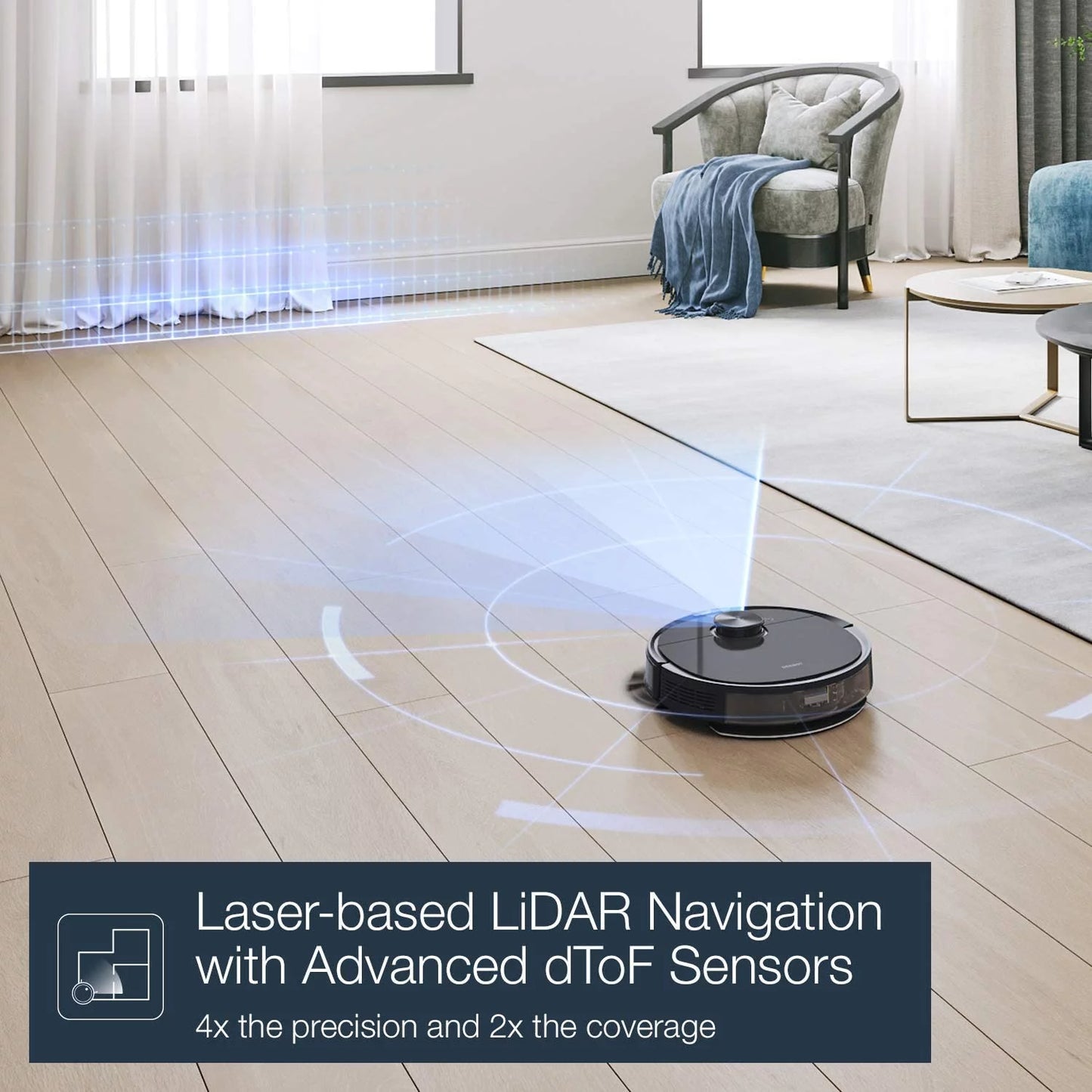 ECOVACS DEEBOT N8+ Smart Robot Vacuum and Mop with Auto-Empty Station, Laser Mapping, 110-Min Runtime, Wi-Fi App & Voice Control, Ideal for Pet Hair and Hard Floors