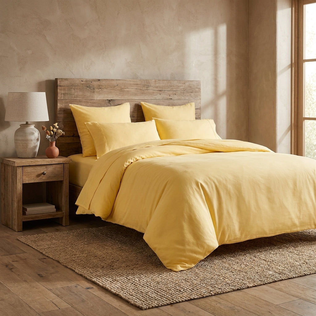 Sunny Yellow Polyester Duvet Cover Set