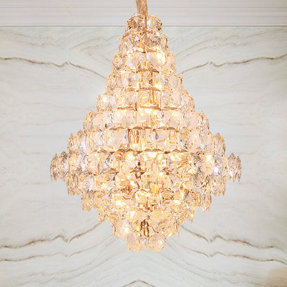 Clear Crystal Glass Chandelier with Gold Finish, Clara Collection