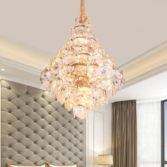 Clear Crystal Glass Chandelier with Gold Finish, Clara Collection