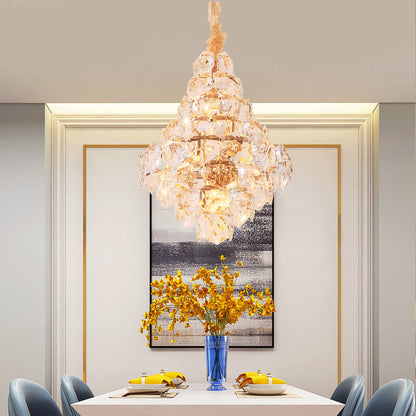 Clear Crystal Glass Chandelier with Gold Finish, Clara Collection