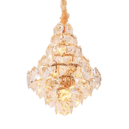 Clear Crystal Glass Chandelier with Gold Finish, Clara Collection