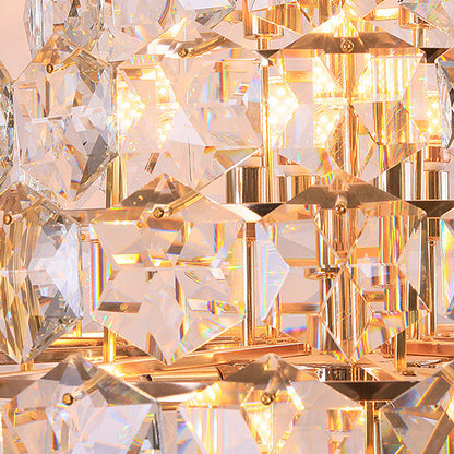Clear Crystal Glass Chandelier with Gold Finish, Clara Collection