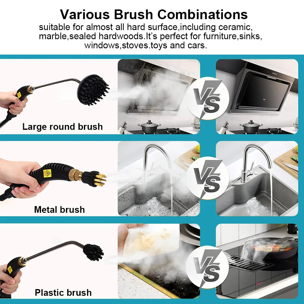 2500W High-Pressure Handheld Steam Cleaner - High Temperature, Multi-Use for Home, Kitchen, Bathroom, and Car Cleaning