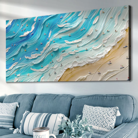 Beach Days Coastal Canvas Wall Art V, Wide Gallery Wrapped Print