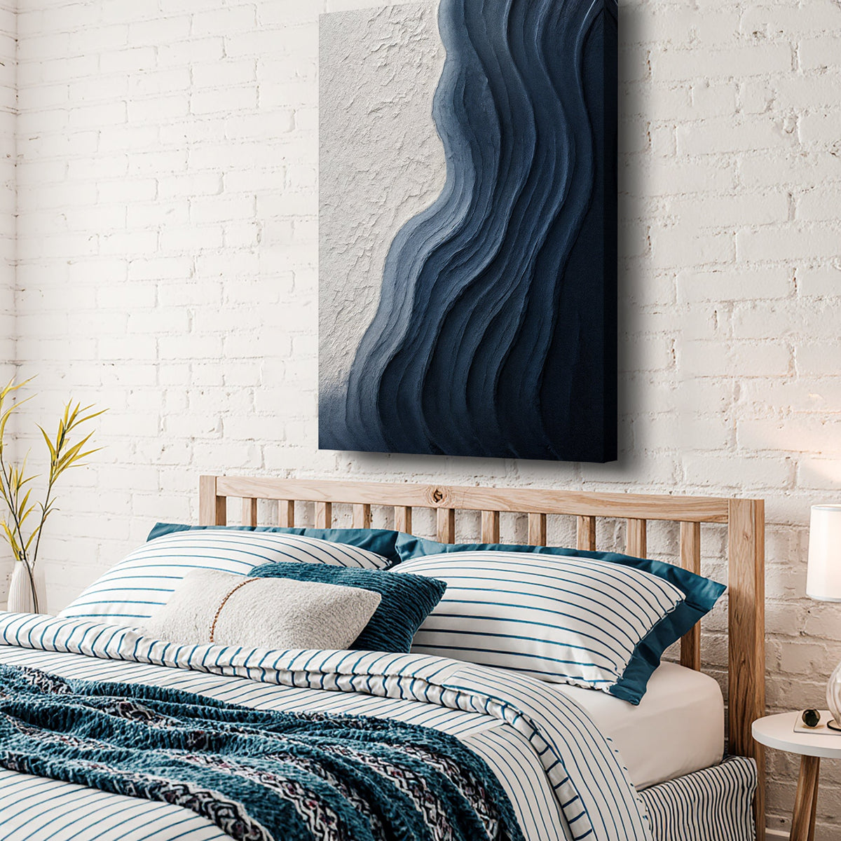Abstract Minimalist Wave Impasto Wall Art