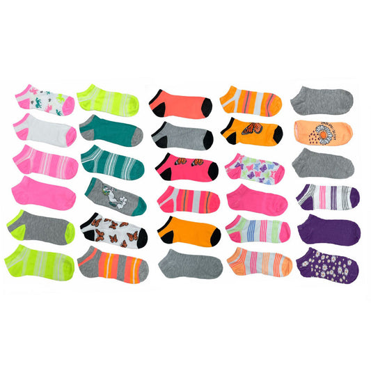 30 Pairs Women's Assorted Low Cut Socks