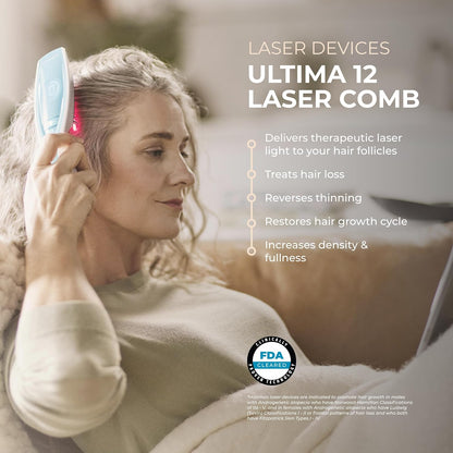 HairMax ULTIMA 12 LaserComb - Stimulates Hair Growth, Reverses Thinning, Regrows Fuller More Vibrant Hair