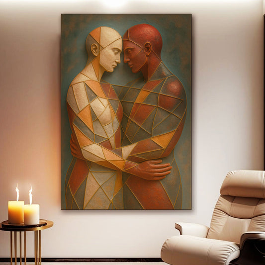 Embrace of Geometry Abstract Canvas Wall Art III, Gallery Wrapped