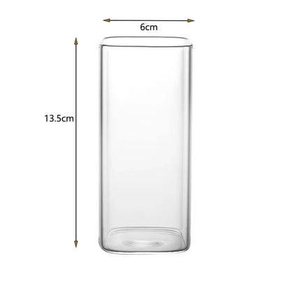 400ml Square Glass Coffee Cup with Lid and Straw - Transparent Glass Drinkware for Milk, Tea, Juice, and Cocktails