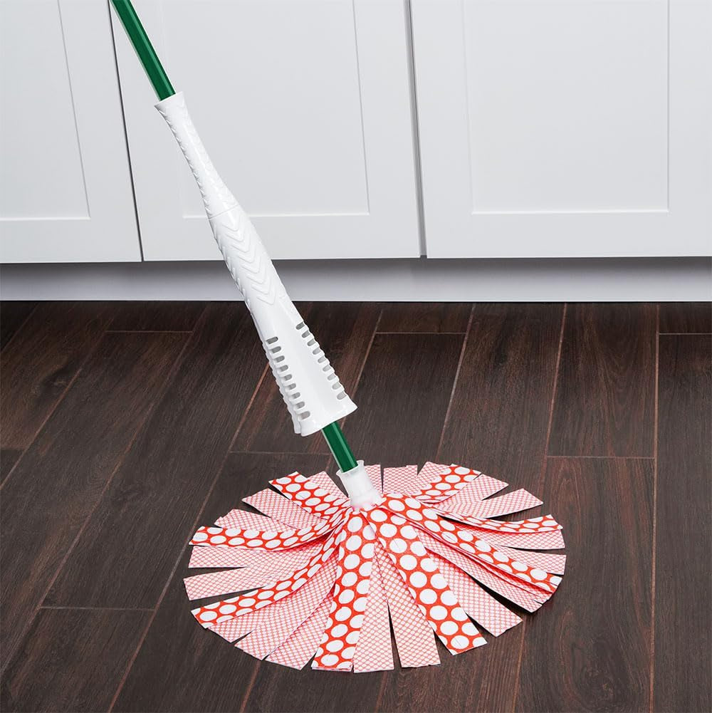 Wonder Mop & Refills Kit – for Tough Messes and Powerful Cleanup – Easy to Wring, Long Handled Wet Mop for Hardwood, Tile, Laminate. Includes Three Replacement Heads, Machine Washable, 62 Inch