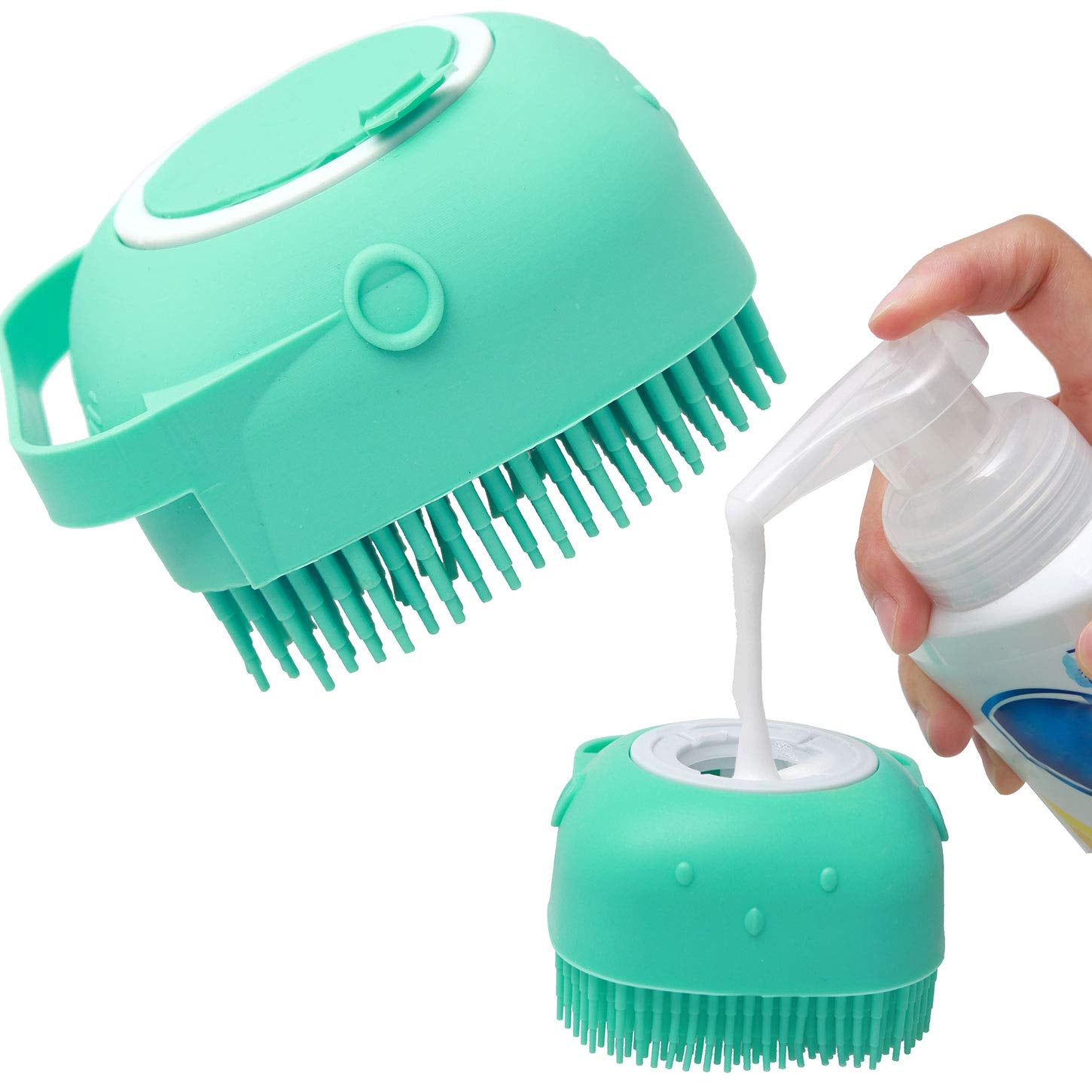 Pet Dog Shampoo Massager Brush - Silicone Cat Massage Comb Grooming Scrubber, Soap Dispenser, Multiple Colors