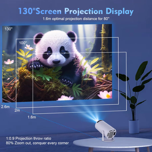 Transpeed Android 11 WiFi6 260ANSI Projector - 4K 180° Flexible Portable Home Cinema with BT5.0, LED Display, 130’’ Screen, Auto Keystone Correction, Dual WiFi, Built-in Speaker - Perfect for Outdoor & Indoor Entertainment