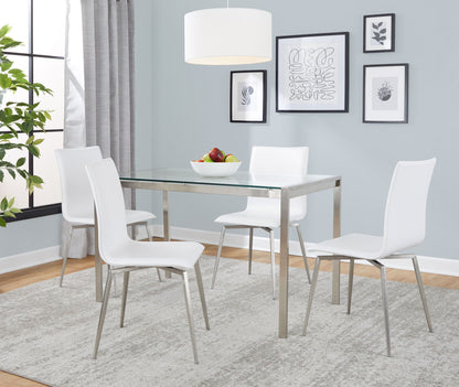 Fuji Mason - Upholstered Swivel Contemporary Dining Set Dining Set, Glass, 5 Piece