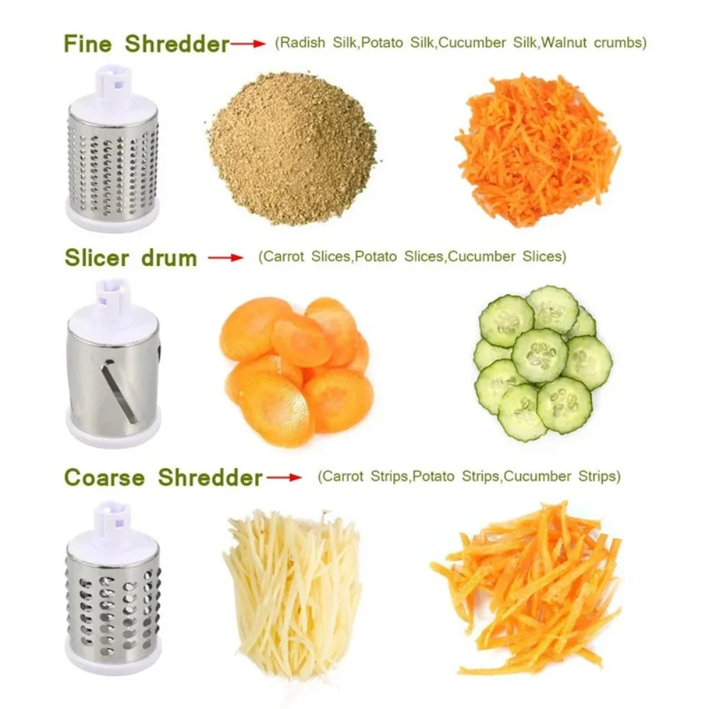 Slicing Grater Manual Rotary Food Processor - Stainless Steel Multifunctional Blender, Potato Slice Chopper, Kitchen Gadgets