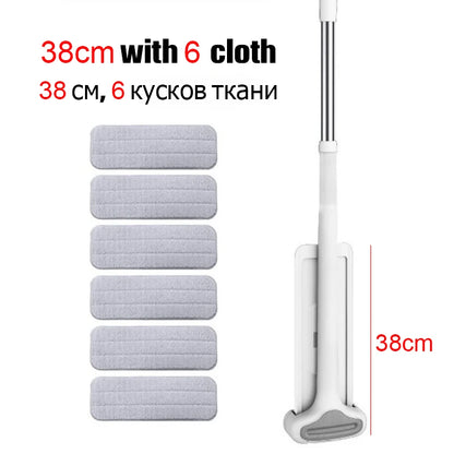 Magic Self-Cleaning Squeeze Mop with Microfiber Cloth, Spin and Go Flat Mop for Efficient Floor Cleaning, Home and Bathroom Tool