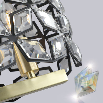 39" Contemporary Crystal Pendant Chandelier with K9 Crystal - Black & Gold