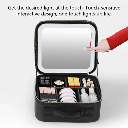 Smart LED Cosmetic Case with Mirror - Fashionable Travel Makeup Bag