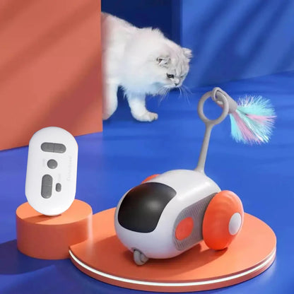 Smart Interactive Toy Car for Cats and Dogs, Remote Controlled with Automatic Obstacle Avoidance, USB Charged