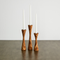 Geo Tapered Wooden Candlestick Holder
