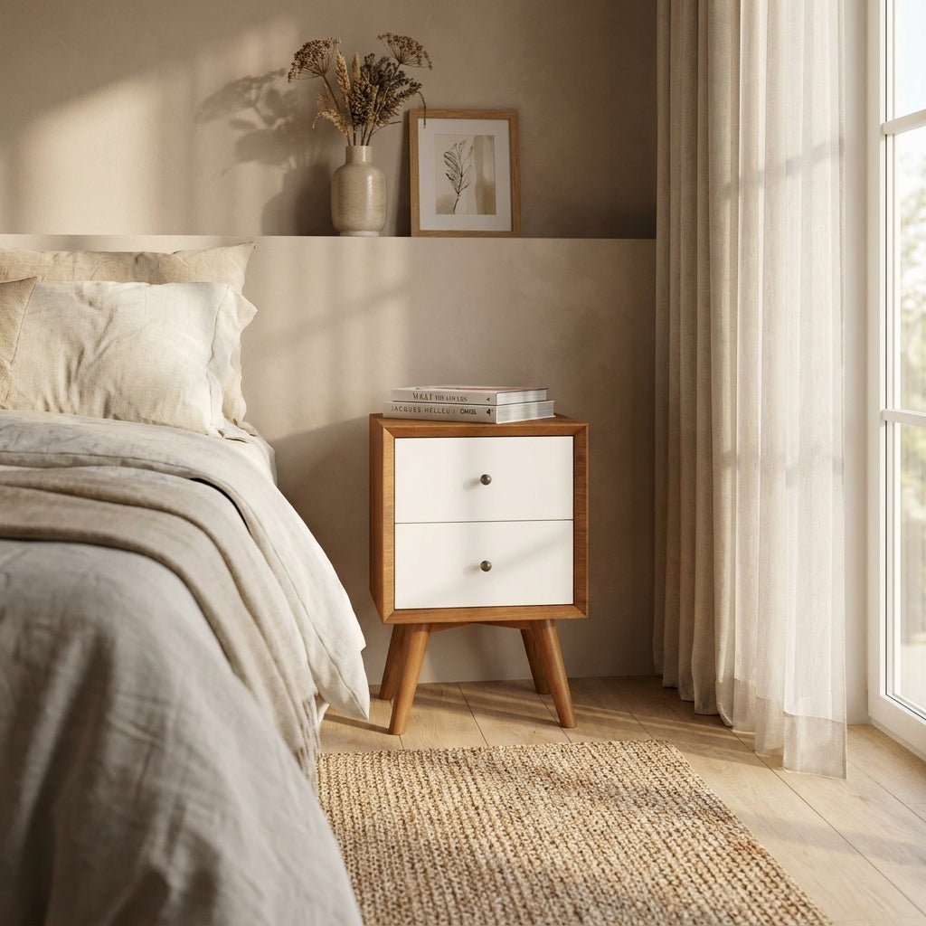 Flynn Nightstand, Chestnut/White