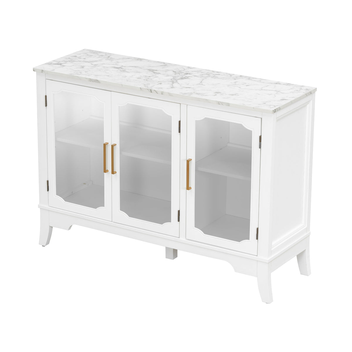 Storage Cabinet 3 Doors Stylish Style White