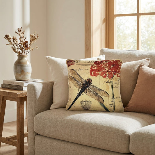 Tache Fly High Dragonfly European Postcard Tapestry Woven Throw Pillow Cover (15044)