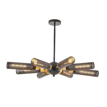Modern Industrial Sputnik 8-Light Chandelier with Adjustable Height - Black