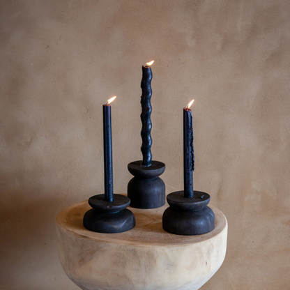 Organic Wood Taper Candlestick Holder