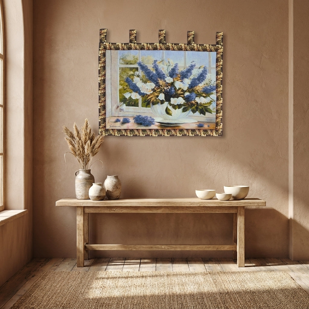 Cotton-Polyester Blend Wall Tapestry, Larkspur Sunlight Radiance