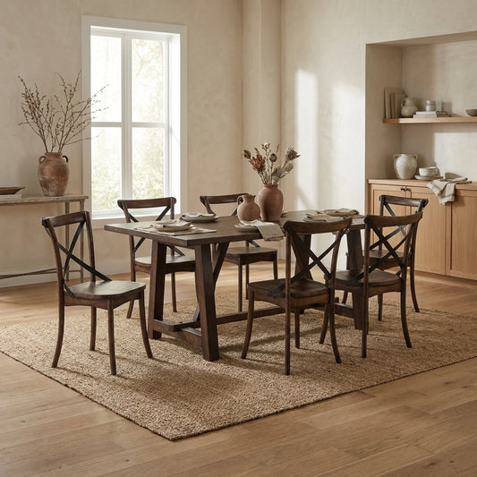 Arendal Trestle Dining Table, Burnished Dark Oak