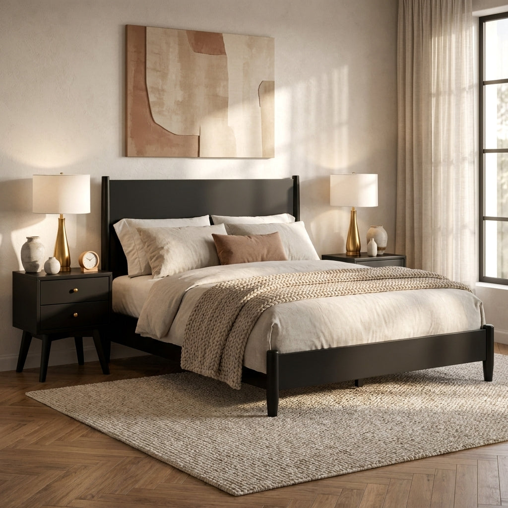 Flynn Panel Bed, Black