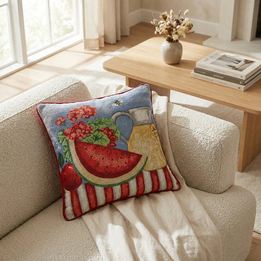 Tache Fruity Drinks Watermelon Lemonade Woven Tapestry Accent Throw Pillow Cover (13082CC)